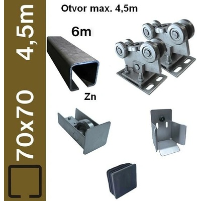 Sada 4,5m/225kg Zn SV-70x70mm samonosný system so zinkovanou kolajnicou SV-70x70 Zn