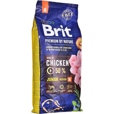 Brit Premium By Nature Junior M Храна за кучета, суха, за подрастващи, 15kg