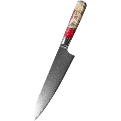 IZMAEL Damaškový kuchynský nôž Hakusan Big Chef/Červená 23.5 cm