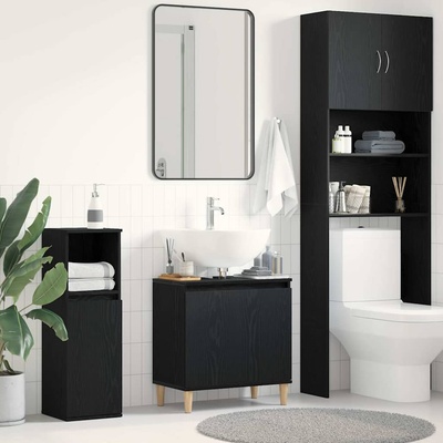 vidaXL Шкаф за мивка в баня Черния дъб 58 x 33 x 60 см (862809)