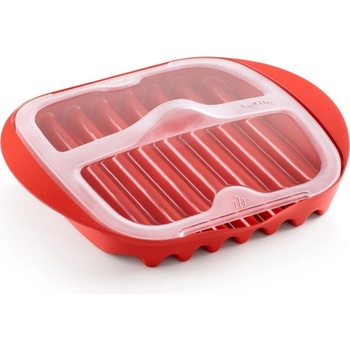 Lékué Съд за приготвяне на бекон в микровълнова Lekue 1009034, До 6 парчета бекон, 25x28x6 см, -20 до +150C, Червен (1009034)