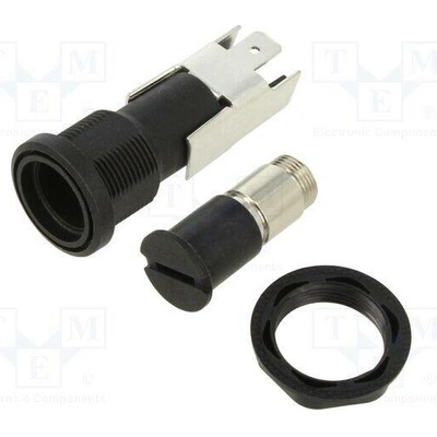 SCHURTER 0031.2207 Zásuvka; 5x20mm; 16A; 250VAC; FIZ; na panel; černá; UL94V-0; IP40