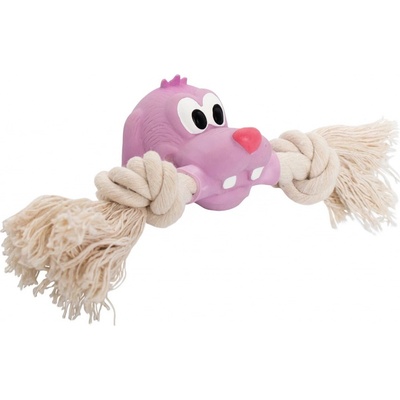 HipHop psí hlava s bavlněnou činkou 5 x 18 cm růžová