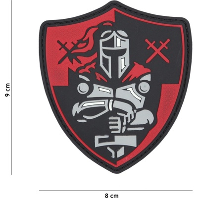 Gumová nášivka 101 Inc Knight Shield - červená
