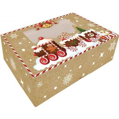Krabička na cukrovinky skladacia s okienkom 25 × 15 × 7 cm, , vianočný vláčik Alvarak