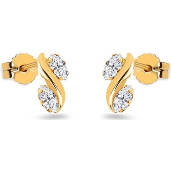 iZlato Forever Jedinečné napichovacie náušnice so zirkónmi Ava, 14K IZ28308