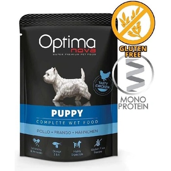 Optimanova Пауч OptimaNova Puppy Chicken, с пиле за кученца до 12 м, 0.300 кг