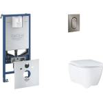 GROHE Rapid SLX - Комплект за предстенна инсталация, тоалетна седалка, седалка SoftClose и бутон Arena Cosmopolitan S, четка Hard Graphite SANI11BB5112 (SANI11BB5112)