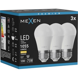 Mexen Nova 3x LED крушка E27, G45, 10W, Топла - 3000K, 1055 lm - L101-E27-1030-01x03 (L101-E27-1030-01x03)