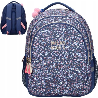 VADOBAG ŠKOLSKÝ PLECAK S KVETMI MILKY KISS FLORAL FAME PRIESTRANNÝ DVOJKOMOROVÝ