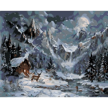 ZUTY SOBY CHATA A HORY V ZIME Rámovanie vypnuté plátno na rám Rozmer 80 x 100 cm