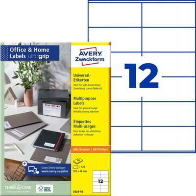 Avery Zweckform 3424-10 Samolepící etikety 105x48mm 120 ks bílá