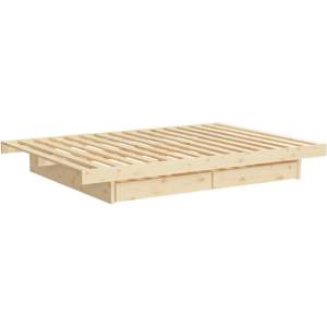 Karup Design Двойно легло от масивен бор с място за съхранение с включена подматрачна рамка е естествен цвят 160x200 cm Kanso - Karup Design (432100160202)