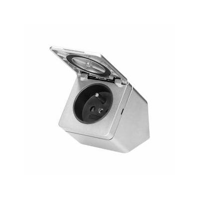Airtight under-cabinet socket with flap, IP44, 1x2P+Z, silver