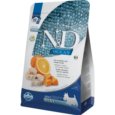 N&D dog Ocean LG Adult mini treska & pomaranč 2,5 kg