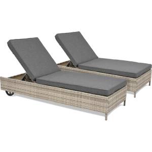Garden Point Комплект от два шезлонга от техноратан Tobago Garden Point светло сиво (GAP429D)