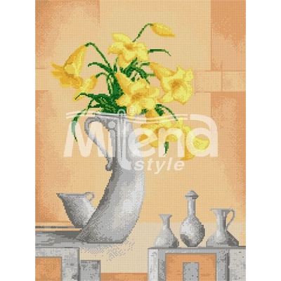 Milena Style Ваза с нарциси - гоблен със схема конци Ariadna 1: 1