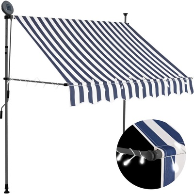 vidaXL Ručně zatahovací markýza s LED světlem 200 cm modrobílá