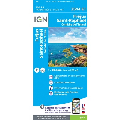 mapa Fréjus, Saint-Raphael, Corniche de l'Esterel 1:25 t.