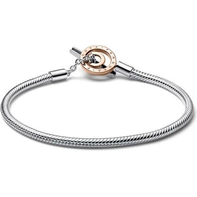 PANDORA Náramek Signature Dvoubarevný T-prvek s logem 20 cm 582309C00-20