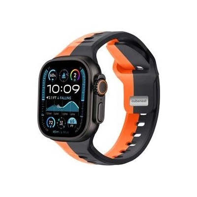 CubeNest Premium Silikon Sport na Apple Watch 42/44/45/Ultra 49 mm černý/oranžový B01R001DLBKOR