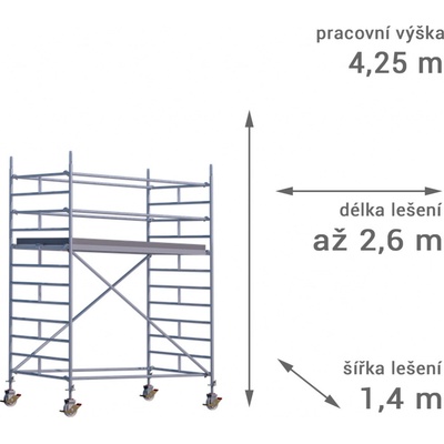 Lešení RUX MOBILO 1400 4,25 m 260 cm