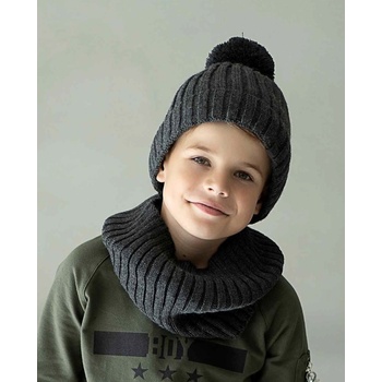 All for kids zimní čepice s bambulí tmavě šedá