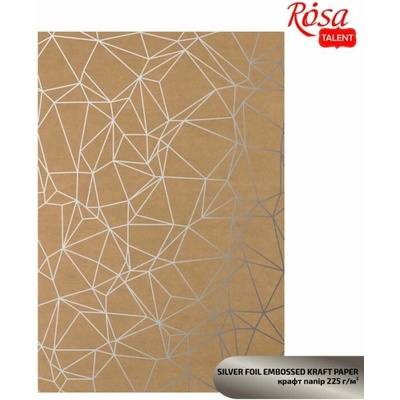 Rosa Papiere na scrapbooking s metalickými prvkami A4 - strieborný polygon