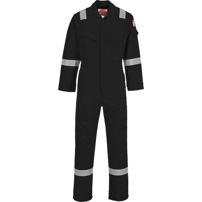 Portwest bizflame plus fr21 / Огнеупорен, светлоотразителен, лек гащеризон, антистатичен - черен xxl (fr21bkrxxl)
