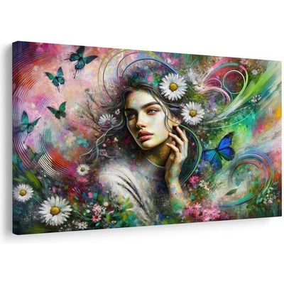 Obraz květinová harmonie s motýly - 90x60