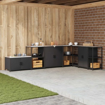 vidaXL Съхранение в кухнята HATTEM Черно 60 x 50 x 92 см Стомана (874961)