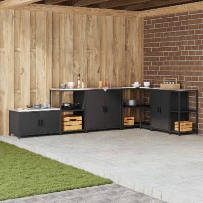 vidaXL Съхранение в кухнята HATTEM Черно 60 x 50 x 92 см Стомана (874961)