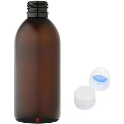 Tera Plastová lahvička hnědá s bílým uzávěrem 250 ml