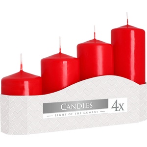 BISPOL Pillar candle red 4 pcs 150/135/170/200 g