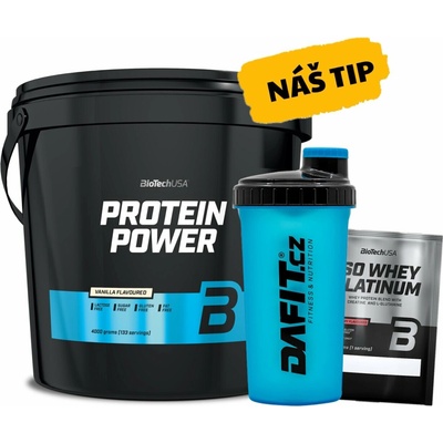 AKCE BioTech Protein Power 4000 g + ZDARMA Šejkr 700 ml + Iso Whey Zero 25 g – Zboží Mobilmania