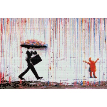 Vymalujsisam.cz Diamantové malování Banksy - Barevný déšť 40 x 60 cm pouze srolované plátno diamanty kulaté