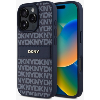 DKNY Заден капак от полиуретанова кожа с повтарящ се десен ивици за iPhone 16 Pro Blue DKNY | Lilav | МЪЖЕ | UNI