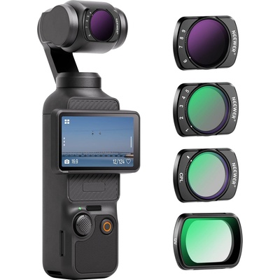 NEEWER Filter Set Compatible with DJI Osmo Pocket 3 / Pocket 4 / Xtra Muse, Pack of 4 Magnetic ND Filter Accessory Set for Action Cameras (UV + CPL + Variable ND2-32 + ND64-512) - FL-P9