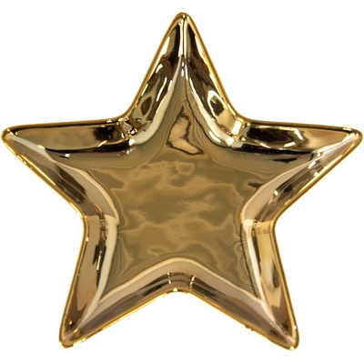 Clayre & Eef Keramická miska ve tvaru hvězdy Gold Star 20 x 19 x 2 cm