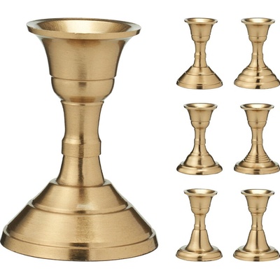 KOOPMAN Kovový svícen 8 cm, zlatá barva, mix/1ks