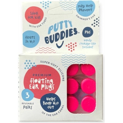 Putty Buddies plávajúcich silikónových štupľov do uší Modrá / Biela / Červená 3 páry