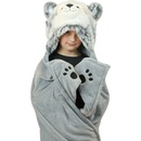 Cozy Noxxiez Husky hrejivá deka s kapucňou so zvieratkom a labkovými vreckami