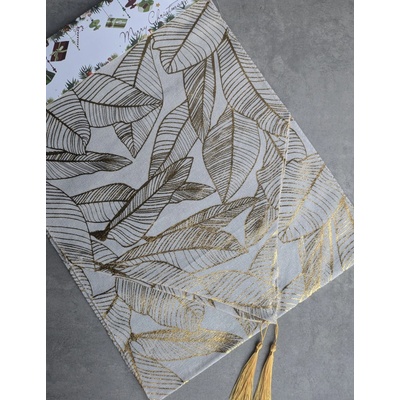 lacne-dekoracie.sk Behúň vianočný stôl 55503 180x32 cm zlaté lístie