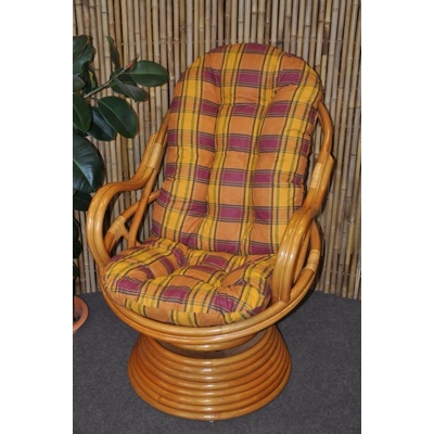 Ratanové houpací křeslo Swivel medové okrový polstr – Zboží Dáma