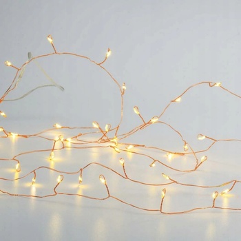 ACA Lighting LED dekoračná reťaz cluster 2.5m 50LED 3xAA teplá biela bez funkcií meď X01501217