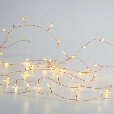 ACA Lighting LED dekoračná reťaz cluster 2.5m 50LED 3xAA teplá biela bez funkcií meď X01501217