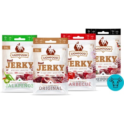 Lionfood Hovězí jerky Starter pack 4 x 25 g
