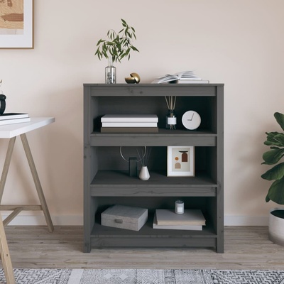 zahrada-XL Knihovna šedá 80x35x97 cm masivní dřevo borovice