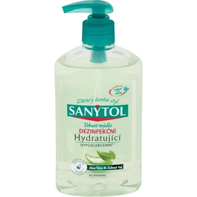 Sanytol mýdlo tekuté dezinfekční hydratační s pumpičkou Aloe vera a zelený čaj 250 ml