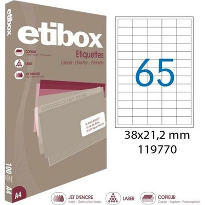 Etikety univerzálne 38x21,2mm Etibox A4 100 hárkov